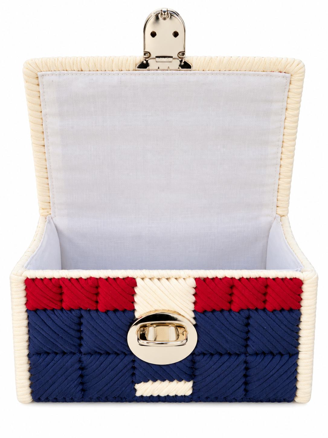Borsa artigianale intrecciata blu, rosso e avorio | BDM