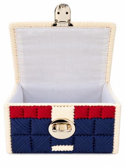 Borsa artigianale intrecciata blu, rosso e avorio | BDM